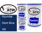 Preview: Hyundai, Dark Blue, AB: 500ml Lackdose + 500ml Klarlack + 250ml Härter - Set, von ATW Autoteile West.